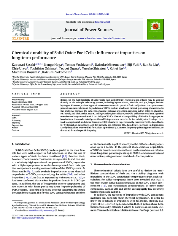 (PDF) Chemical durability of Solid Oxide Fuel Cells: Influence of ...