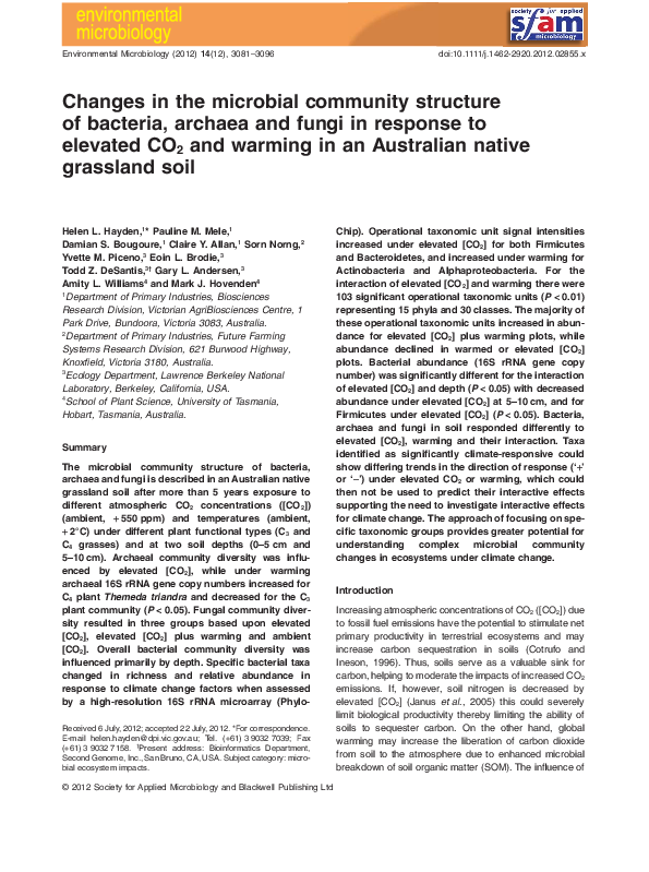 (PDF) Changes in the microbial community structure of bacteria, archaea ...