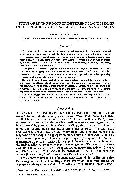 (PDF) Effect of living roots of different plant species on the ...