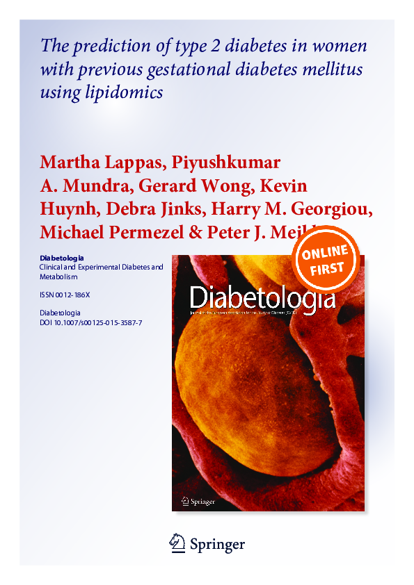 (PDF) The prediction of type 2 diabetes in women with previous ...