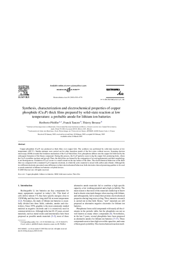 (PDF) Synthesis, characterization and electrochemistry of a new ...