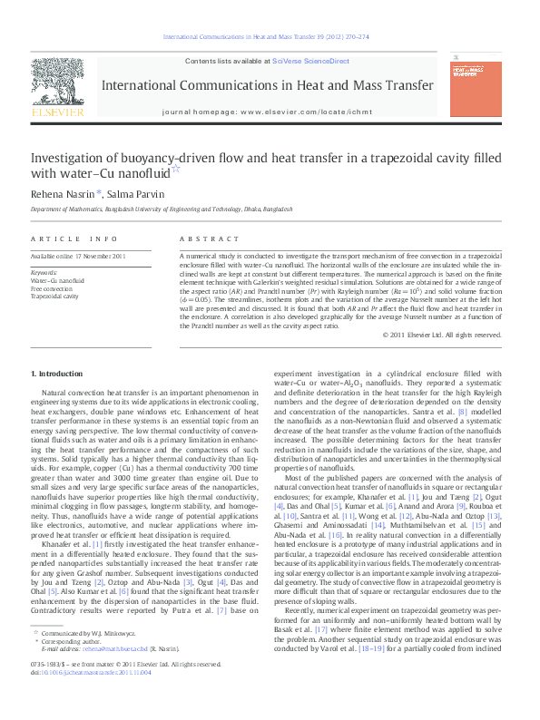 (PDF) Investigation of Buoyancy-driven Flow and Heat Transfer in a ...
