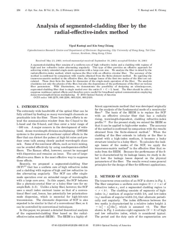 (PDF) Analysis of segmented-cladding fiber by the radial-effective ...