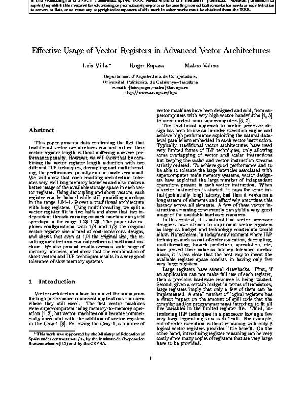 (PDF) Effective Usage of Vector Registers in Advanced Vector Architectures