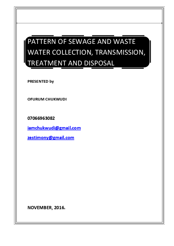 (PDF) PATTERN OF SEWAGE AND WASTE WATER COLLECTION, TRANSMISSION ...