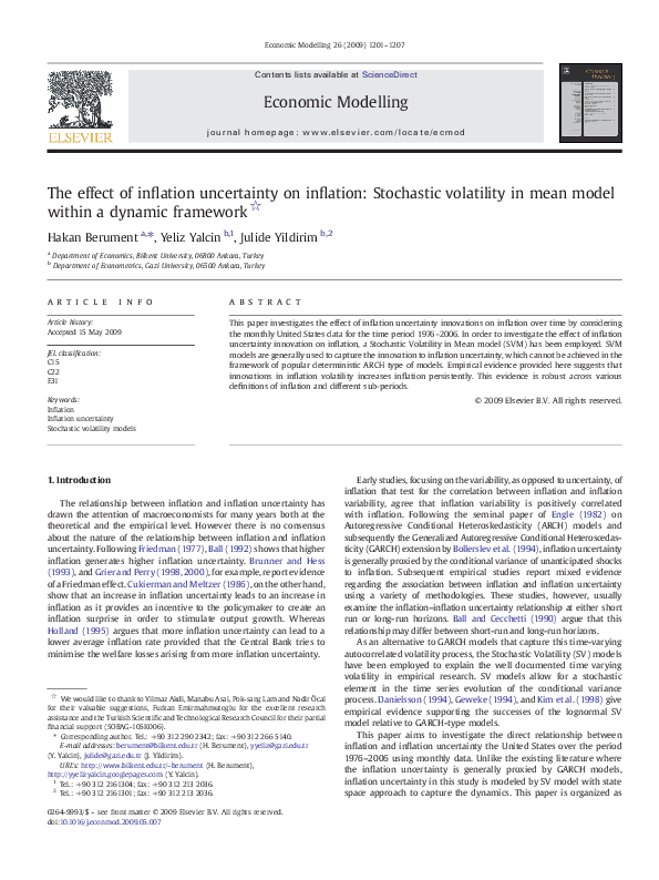 (PDF) The effect of inflation uncertainty on inflation: Stochastic ...