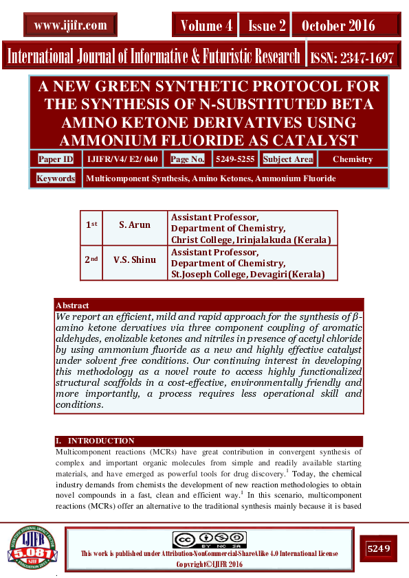 (PDF) A NEW GREEN SYNTHETIC PROTOCOL FOR THE SYNTHESIS OF N-SUBSTITUTED ...