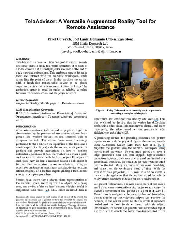 (PDF) TeleAdvisor: a versatile augmented reality tool for remote assistance
