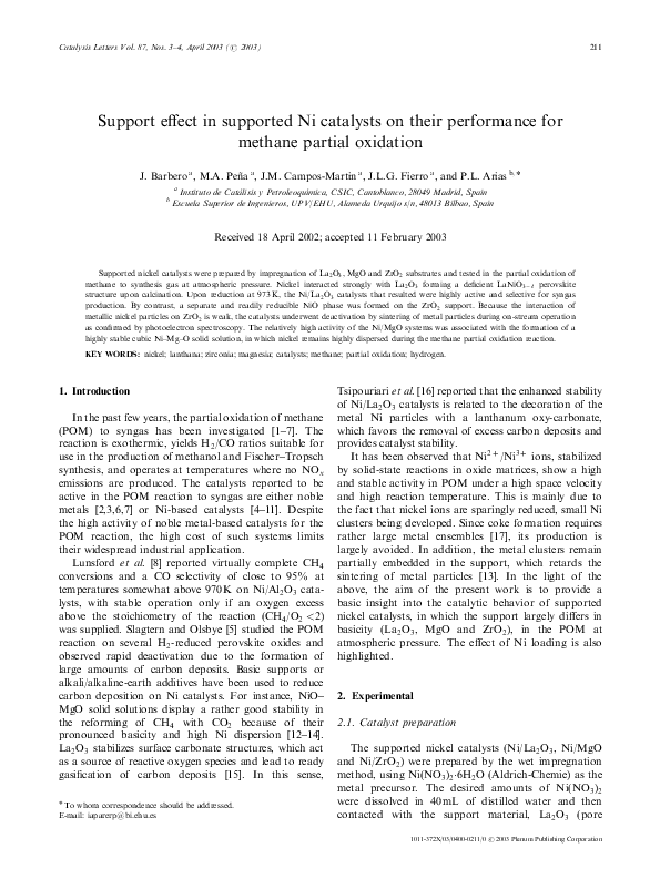 (PDF) Support Effect in Supported Ni Catalysts on Their Performance for ...