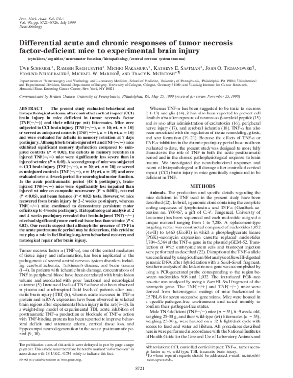 (PDF) Differential Acute and Chronic Responses of Tumor Necrosis Factor ...