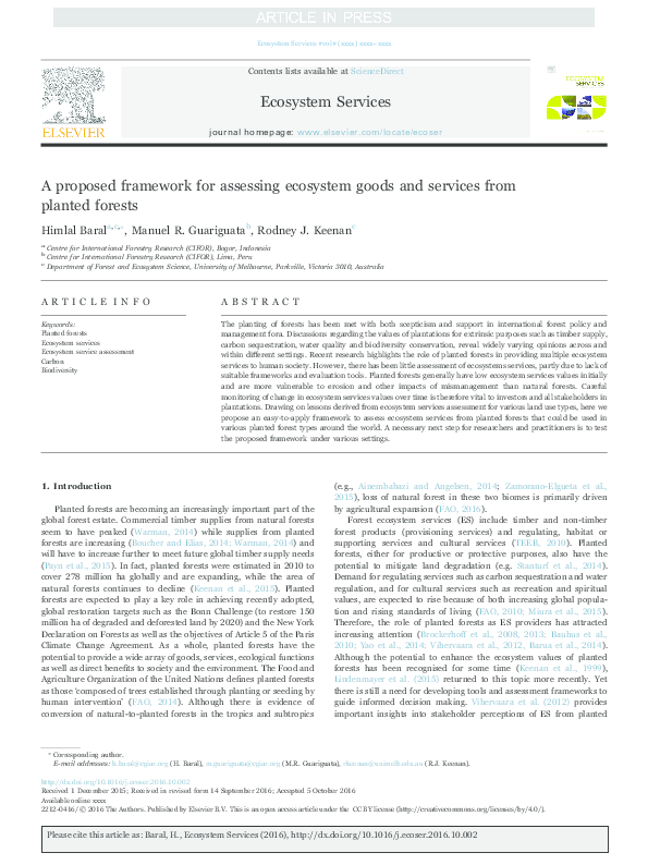 (PDF) A proposed framework for assessing ecosystem goods and services ...