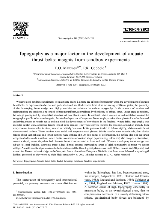(PDF) Topography as a major factor in the development of arcuate thrust ...