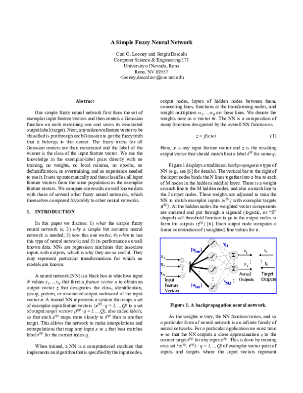 (PDF) A Simple Fuzzy Neural Network