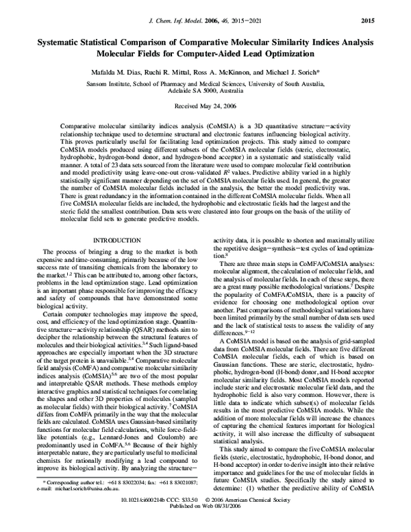 (PDF) Systematic Statistical Comparison of Comparative Molecular ...