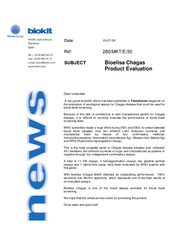 (PDF) WHO comparative evaluation of serologic assays for Chagas disease