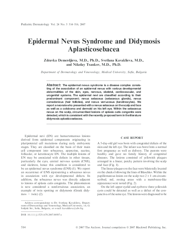 pdf-epidermal-nevus-syndrome-and-didymosis-aplasticosebacea