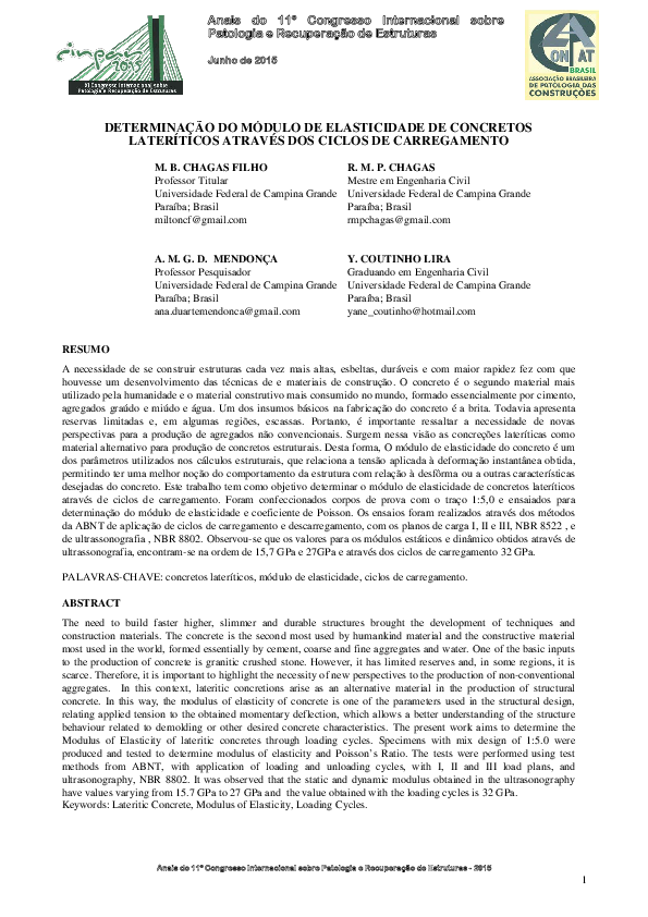 (PDF) Determination of the Modulus of Elasticity of Lateritic Concrete