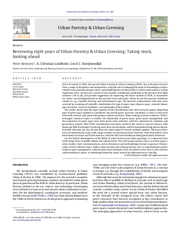 (PDF) Reviewing eight years of Urban Forestry & Urban Greening: Taking ...