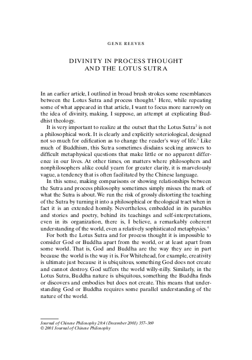 Pdf Divinity In Process Thought And The Lotus Sutra Gene Reeves Academia Edu