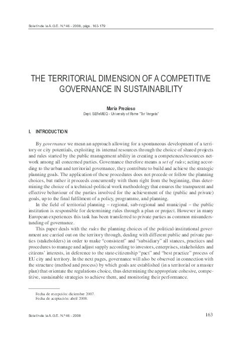 (PDF) THE TERRITORIAL DIMENSION OF A COMPETITIVE GOVERNANCE IN ...
