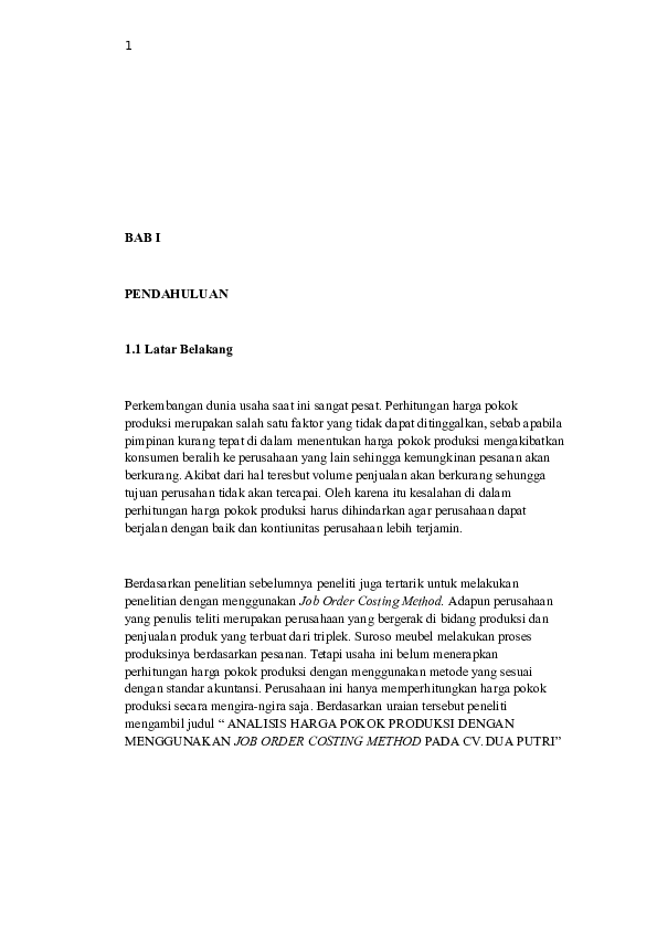 (DOC) JURNAL Analisis Harga Pokok Produksi Dengan Menggunakan Job Order