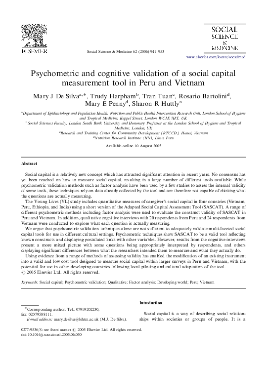 (PDF) Psychometric and cognitive validation of a social capital ...