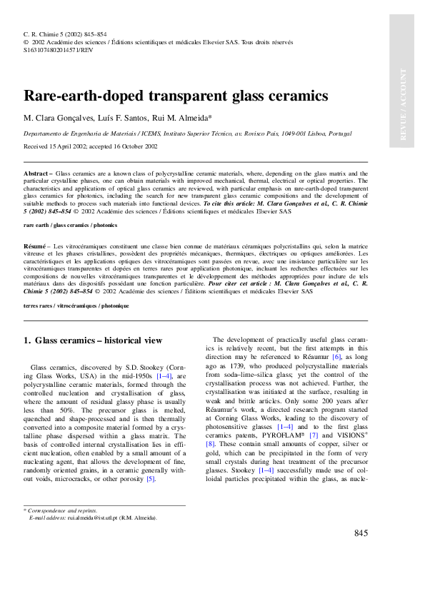 (PDF) Rareearthdoped transparent glass ceramics Rui Almeida