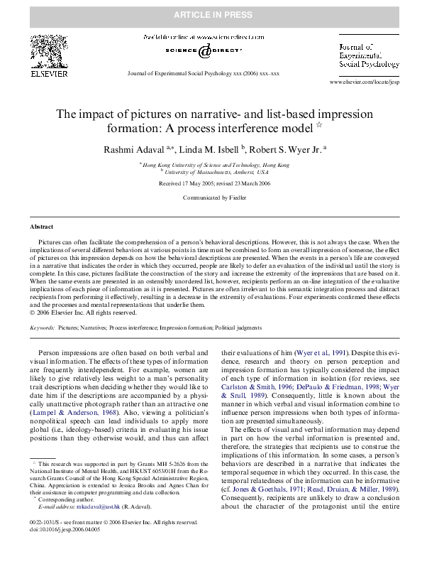(PDF) The impact of pictures on narrative and list-based impression ...