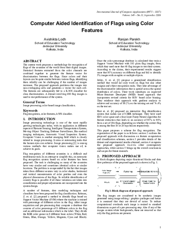 (PDF) Computer Aided Identification of Flags using Color Features (IJCA ...
