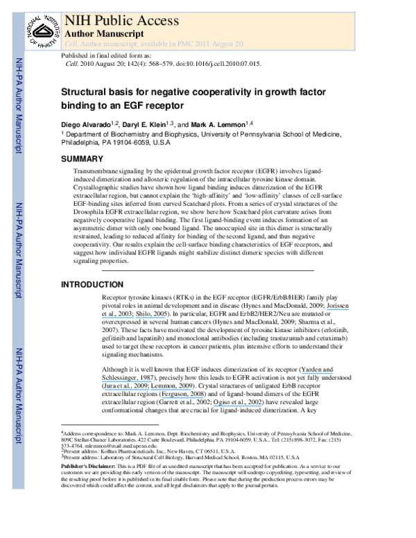 (PDF) Structural Basis for Negative Cooperativity in Growth Factor ...