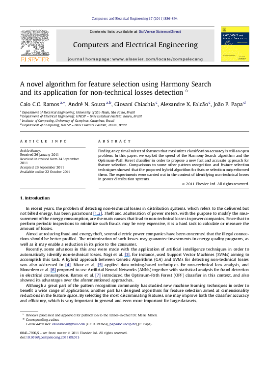 (PDF) A novel algorithm for feature selection using Harmony Search and ...