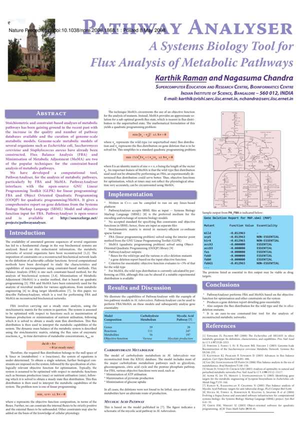 (PDF) PathwayAnalyser: A Systems Biology Tool for Flux Analysis of ...