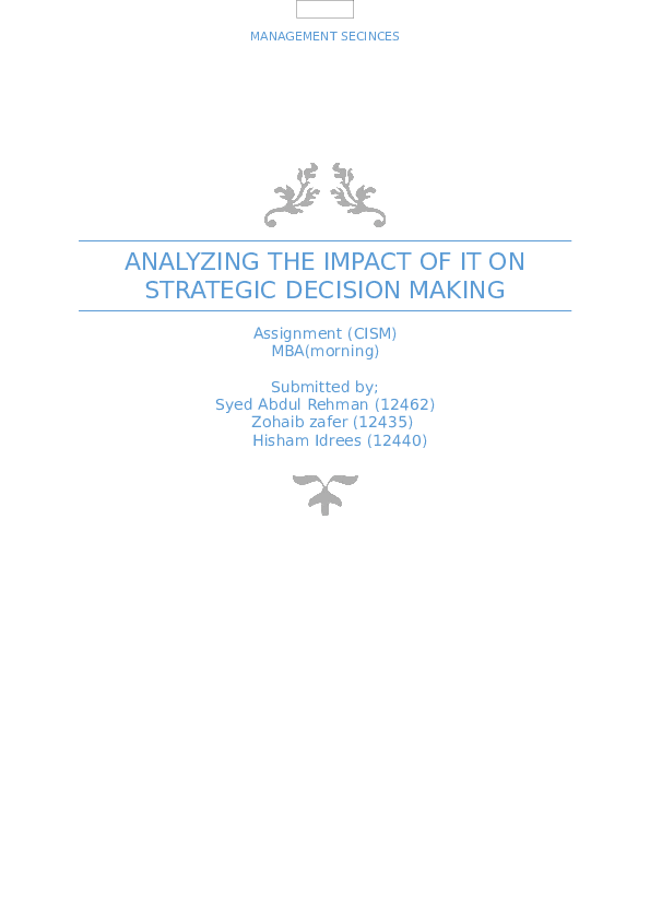 (DOC) analyzing the impact of IT on strategic decision making