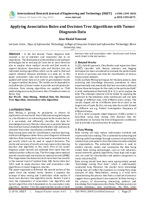 (PDF) Applying Association Rules and Decision Tree Algorithms with ...