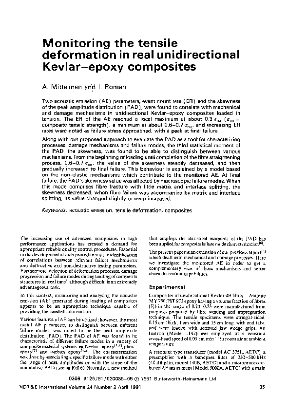 (PDF) Monitoring the tensile deformation in real unidirectional Kevlar