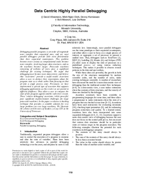 (PDF) Data centric highly parallel debugging