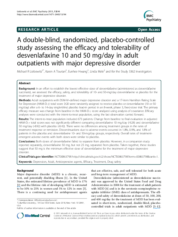 (PDF) A double-blind, randomised, placebo controlled study on the ...