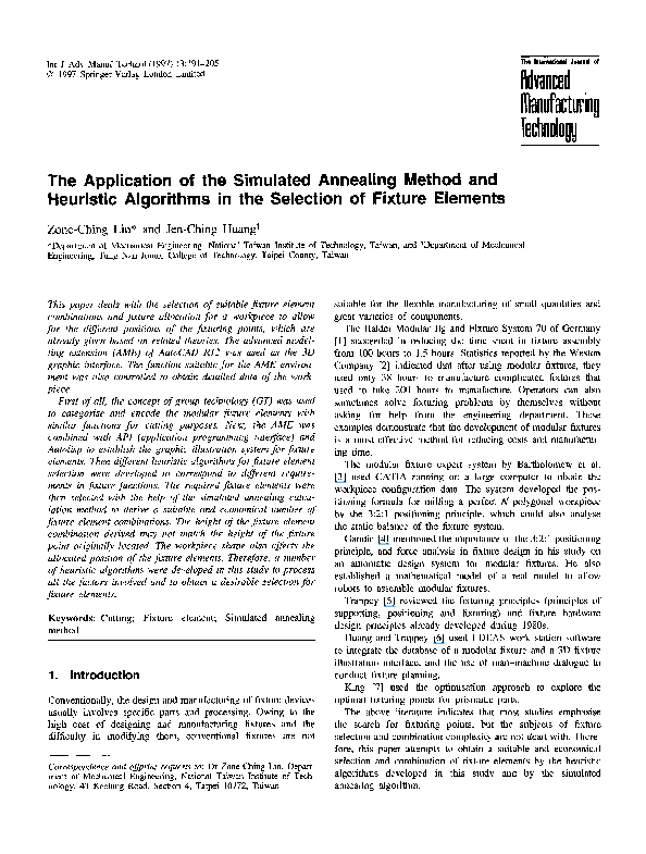 (PDF) The application of the simulated annealing method and heuristic ...