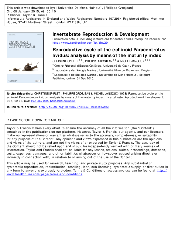 PDF) Reproductive cycle of the echinoid Paracentrotus