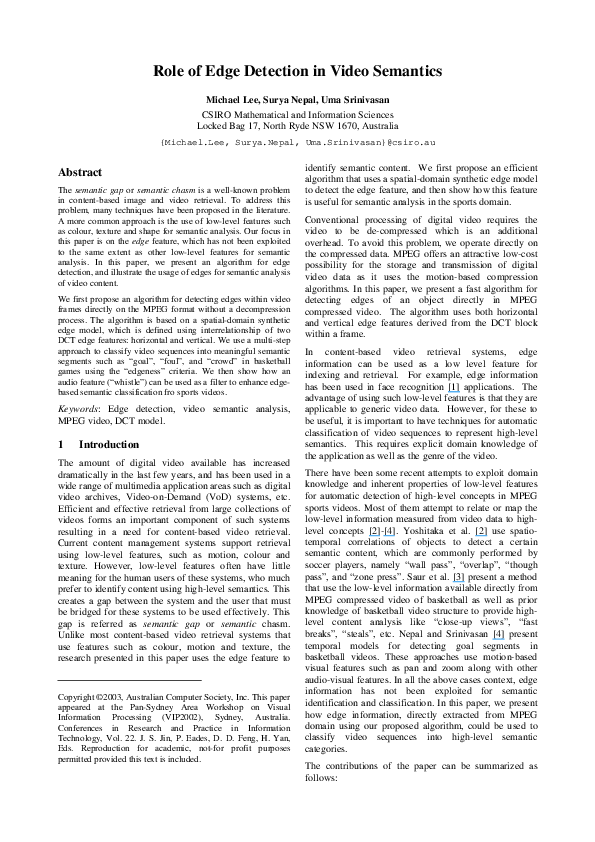 (PDF) Role of Edge Detection in Video Semantics