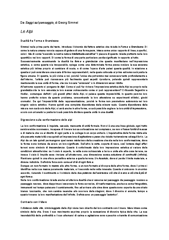 Pdf Da Saggi Sul Paesaggio Di Georg Simmel Le Alpi Francesco Marolla Academia Edu