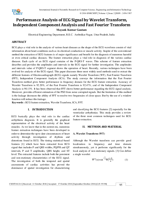 (PDF) Performance Analysis of ECG Signal by Wavelet Transform ...