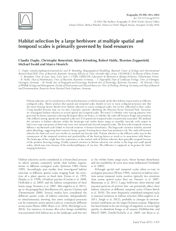 (PDF) Habitat selection by a large herbivore at multiple spatial and ...