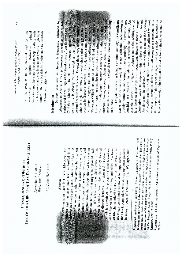 (PDF) Consequences of Distrust The Vicious Circle of Tax Evasion in