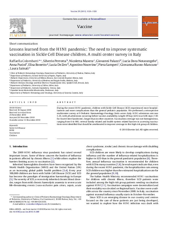(PDF) Lessons learned from the H1N1 pandemic: The need to improve ...