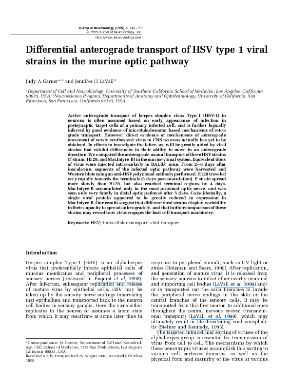 (PDF) Differential anterograde transport of HSV type 1 viral strains in ...