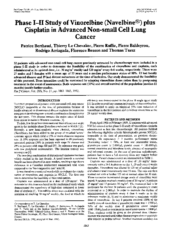 (PDF) Phase I–II study of vinorelbine (Navelbine®) plus cisplatin in ...