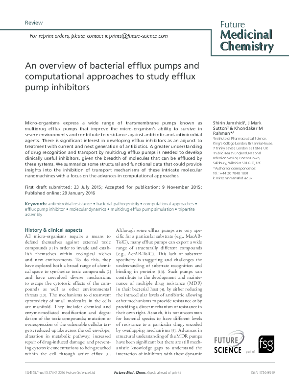 (PDF) An overview of bacterial efflux pumps and computational ...