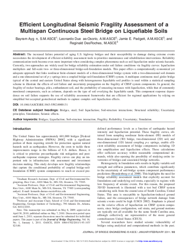 (PDF) Efficient Longitudinal Seismic Fragility Assessment of a Multi ...