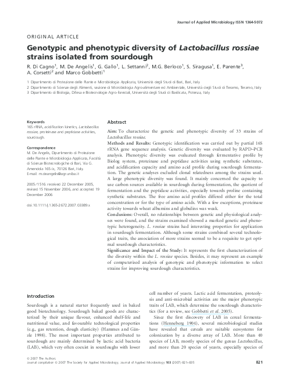 (PDF) Genotypic and phenotypic diversity of Lactobacillus delbrueckii ...